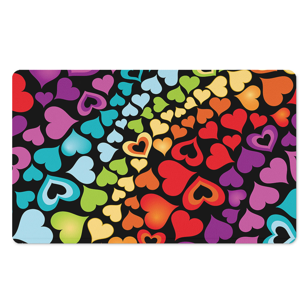 Colorful Heart Wave Pattern Print Polyester Doormat