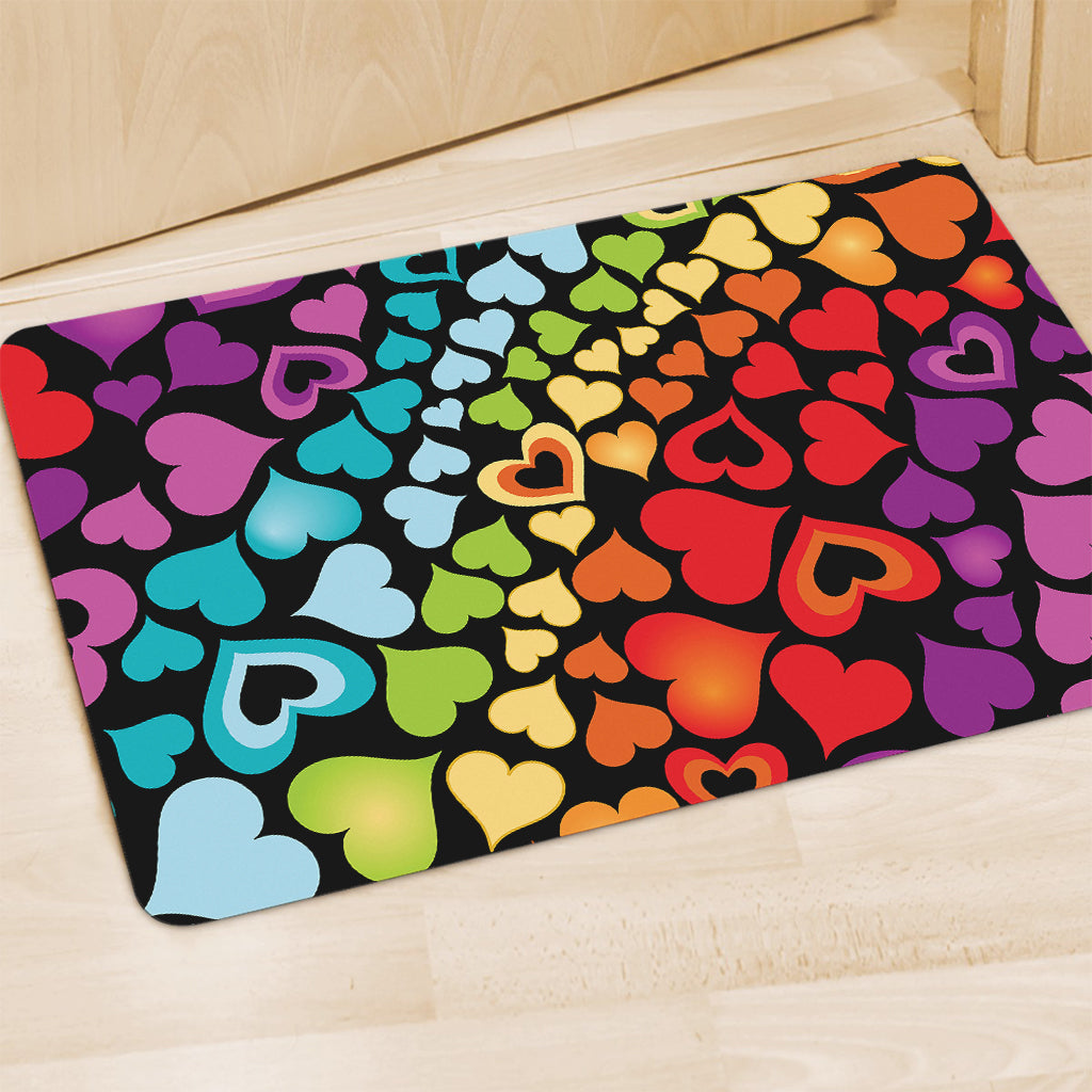 Colorful Heart Wave Pattern Print Polyester Doormat