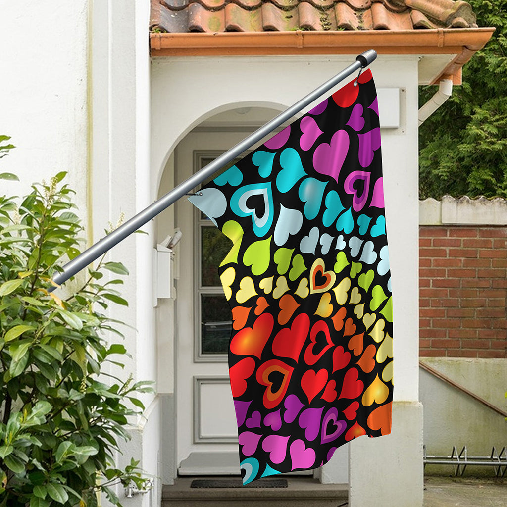 Colorful Heart Wave Pattern Print Polyester Flag