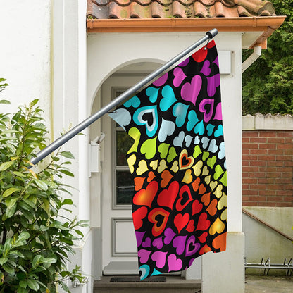 Colorful Heart Wave Pattern Print Polyester Flag