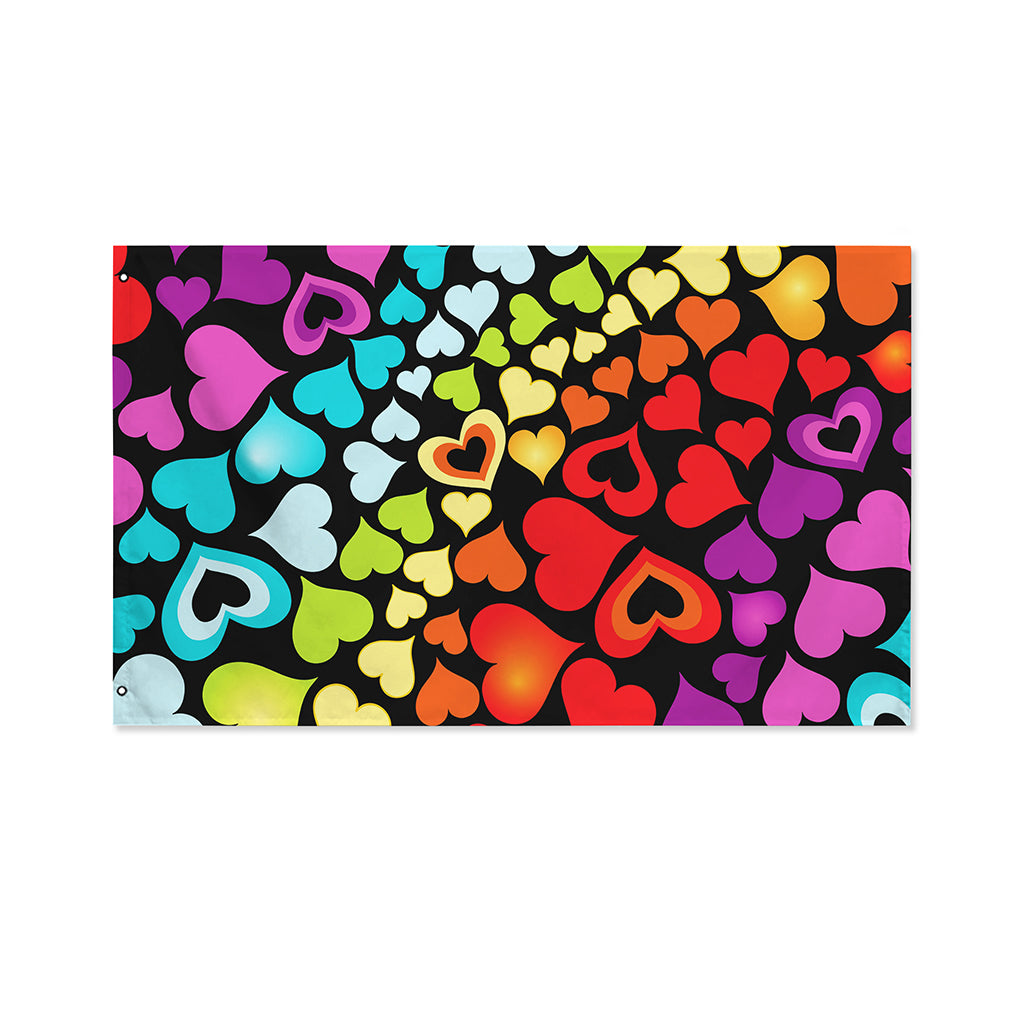 Colorful Heart Wave Pattern Print Polyester Flag