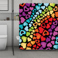 Colorful Heart Wave Pattern Print Polyester Shower Curtain
