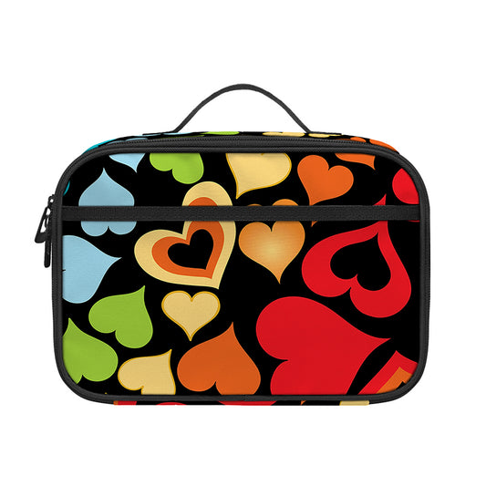Colorful Heart Wave Pattern Print Portable Lunch Bag