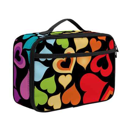 Colorful Heart Wave Pattern Print Portable Lunch Bag