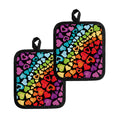 Colorful Heart Wave Pattern Print Pot Holders