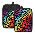 Colorful Heart Wave Pattern Print Pot Holders With Pocket