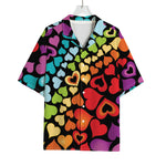 Colorful Heart Wave Pattern Print Rayon Hawaiian Shirt