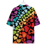 Colorful Heart Wave Pattern Print Rayon Hawaiian Shirt