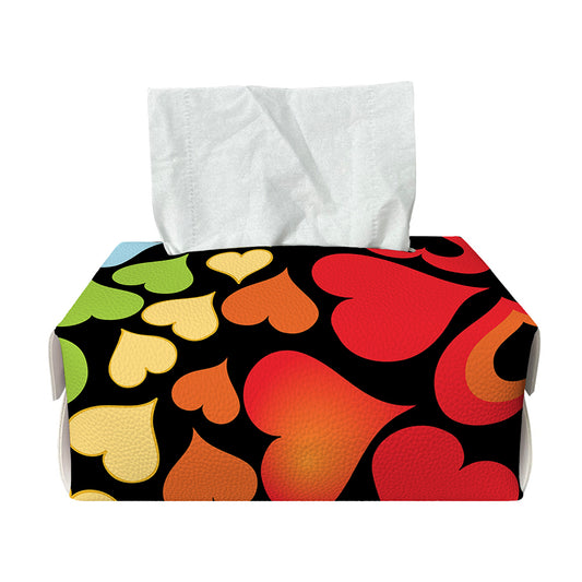 Colorful Heart Wave Pattern Print Rectangle Tissue Box Cover