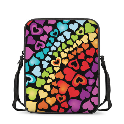 Colorful Heart Wave Pattern Print Rectangular Crossbody Bag