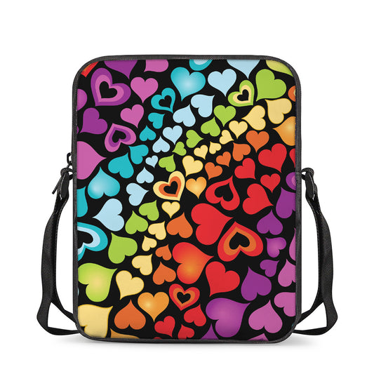 Colorful Heart Wave Pattern Print Rectangular Crossbody Bag