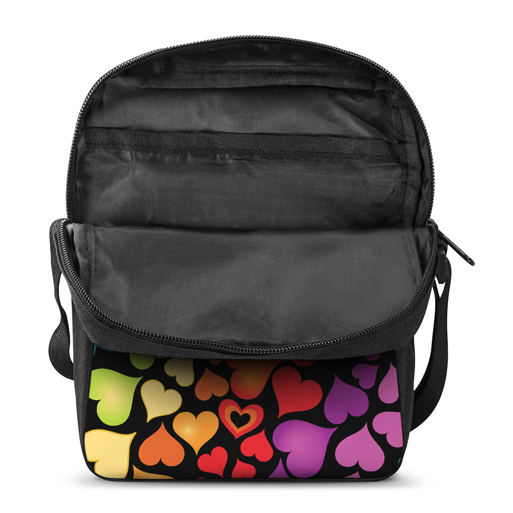 Colorful Heart Wave Pattern Print Rectangular Crossbody Bag