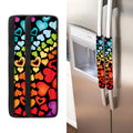 Colorful Heart Wave Pattern Print Refrigerator Handle Covers