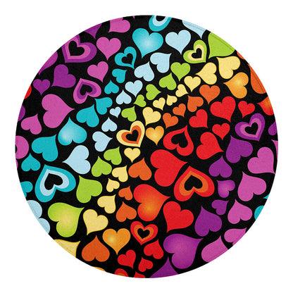 Colorful Heart Wave Pattern Print Round Blanket