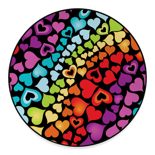 Colorful Heart Wave Pattern Print Round Floor Mat