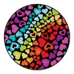 Colorful Heart Wave Pattern Print Round Floor Mat