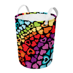 Colorful Heart Wave Pattern Print Round Laundry Basket