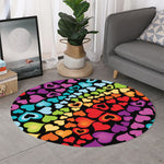 Colorful Heart Wave Pattern Print Round Rug