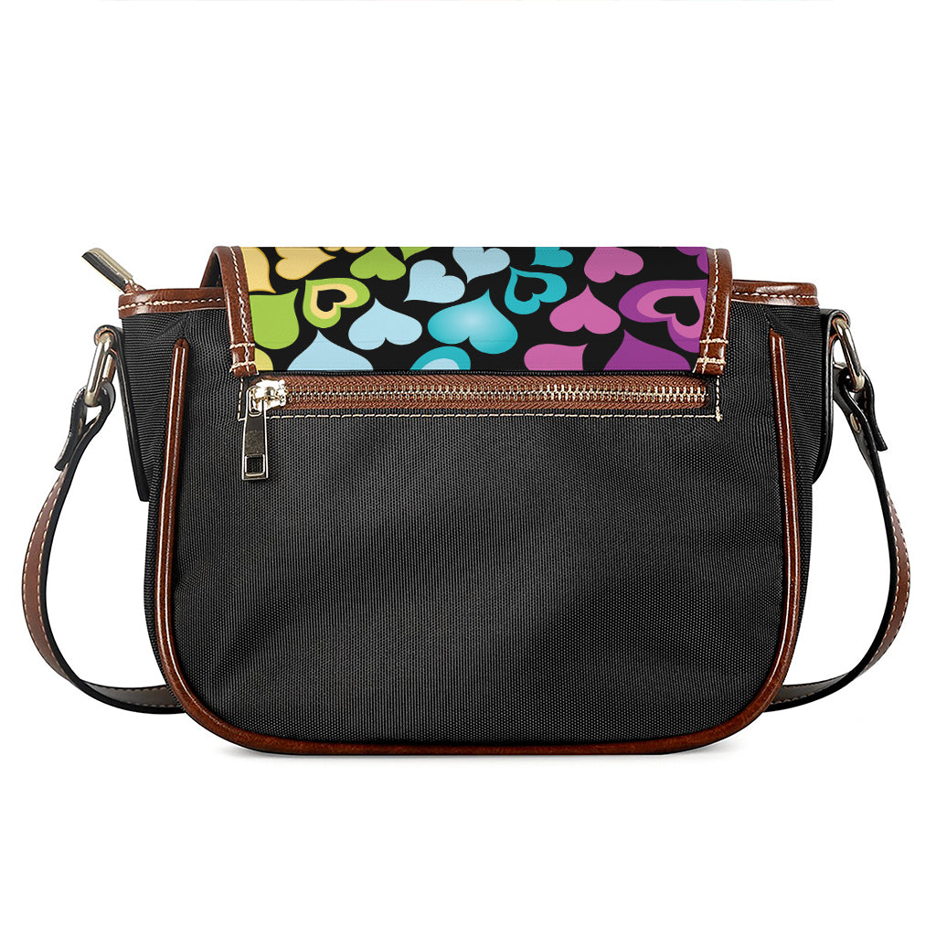 Colorful Heart Wave Pattern Print Saddle Bag