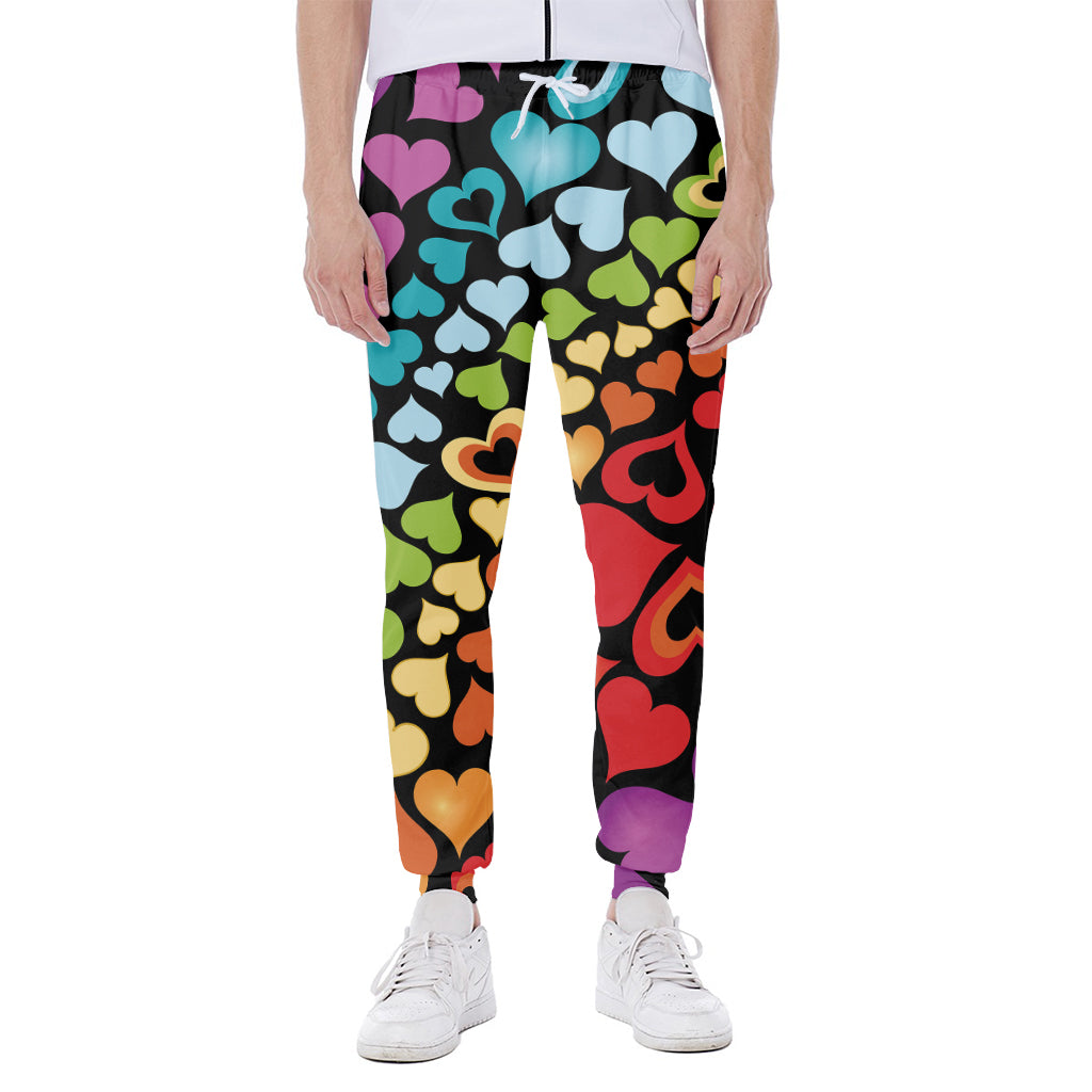 Colorful Heart Wave Pattern Print Scuba Joggers