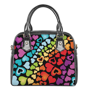 Colorful Heart Wave Pattern Print Shoulder Handbag