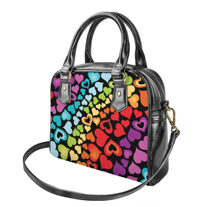 Colorful Heart Wave Pattern Print Shoulder Handbag