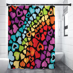 Colorful Heart Wave Pattern Print Shower Curtain