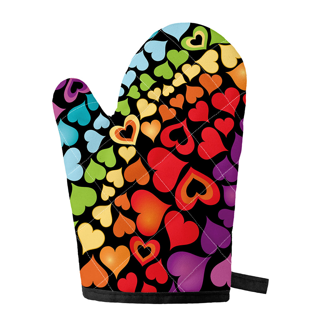 Colorful Heart Wave Pattern Print Single Oven Mitt
