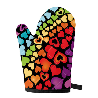 Colorful Heart Wave Pattern Print Single Oven Mitt