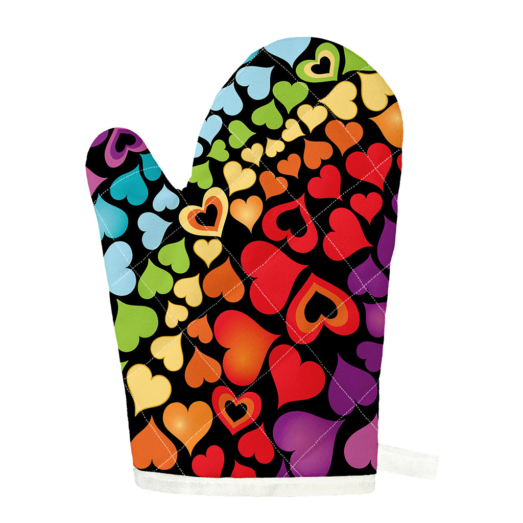 Colorful Heart Wave Pattern Print Single Oven Mitt