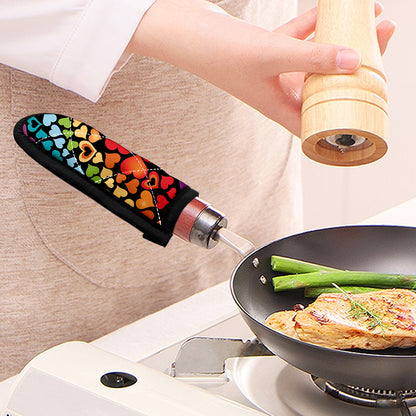 Colorful Heart Wave Pattern Print Skillet Handle Cover