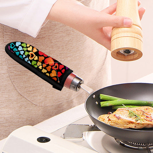 Colorful Heart Wave Pattern Print Skillet Handle Cover