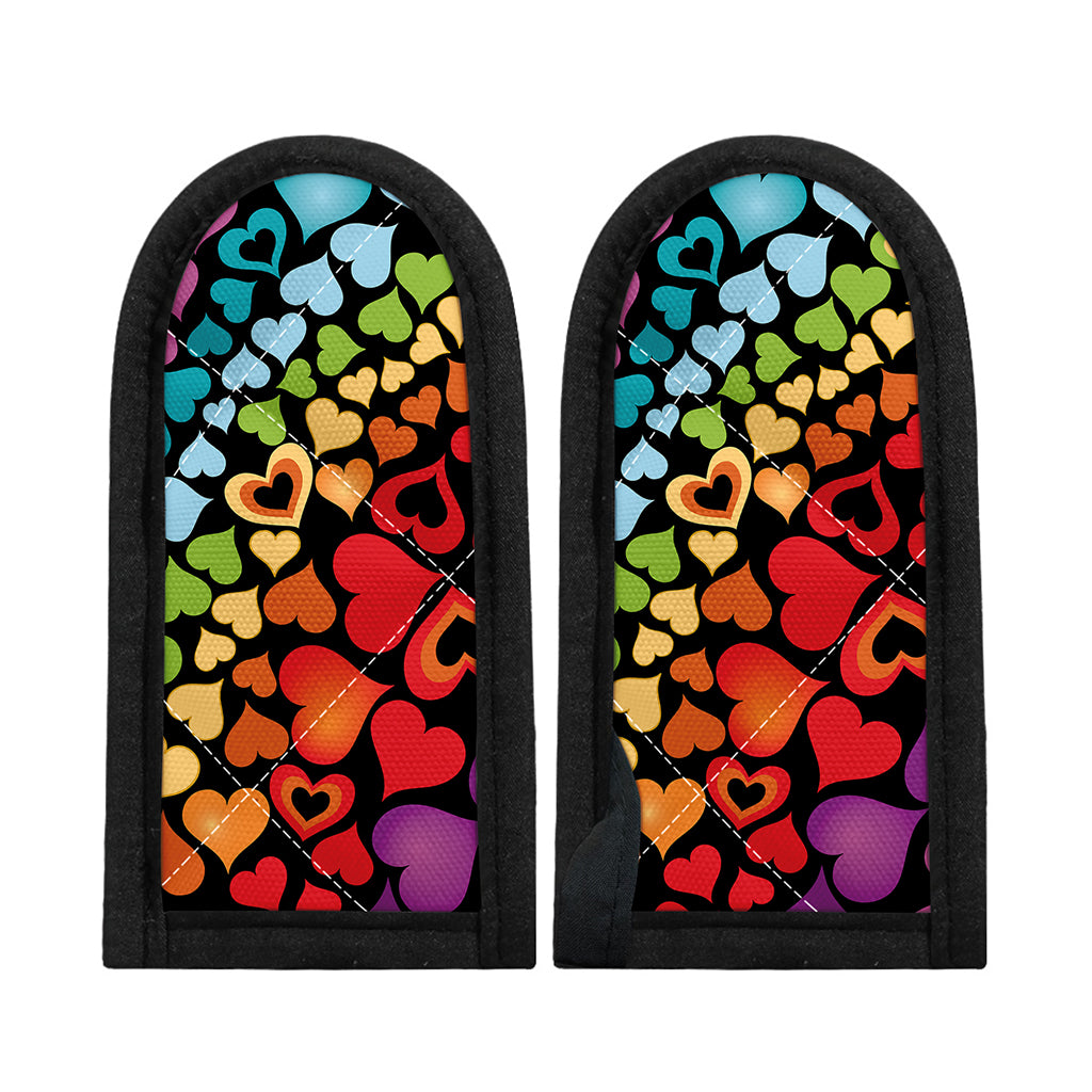 Colorful Heart Wave Pattern Print Skillet Handle Cover