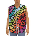 Colorful Heart Wave Pattern Print Sleeveless Baseball Jersey