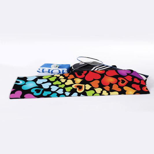 Colorful Heart Wave Pattern Print Sports Towel