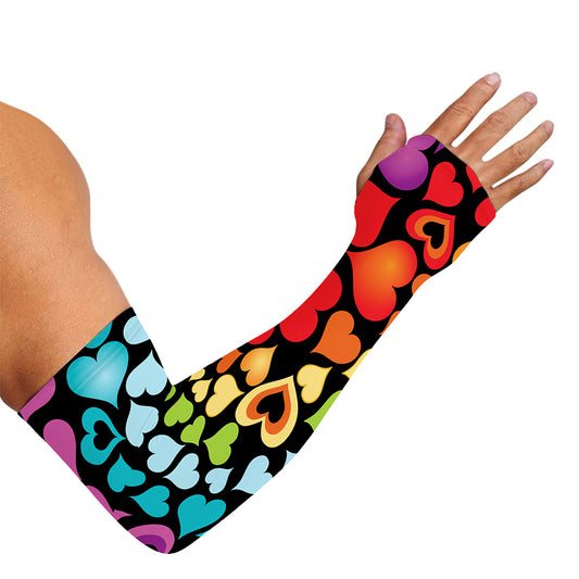 Colorful Heart Wave Pattern Print Sun Protection Arm Sleeves