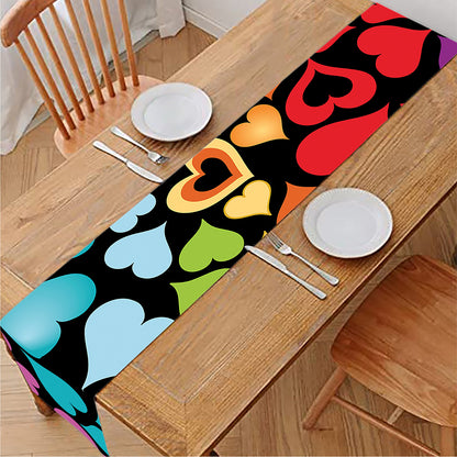 Colorful Heart Wave Pattern Print Table Runner