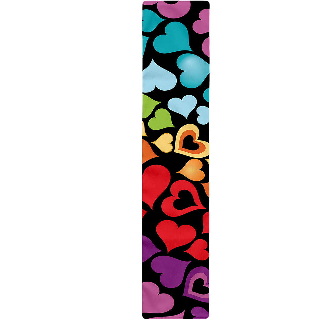 Colorful Heart Wave Pattern Print Table Runner