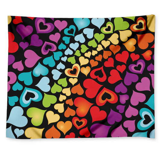 Colorful Heart Wave Pattern Print Tapestry