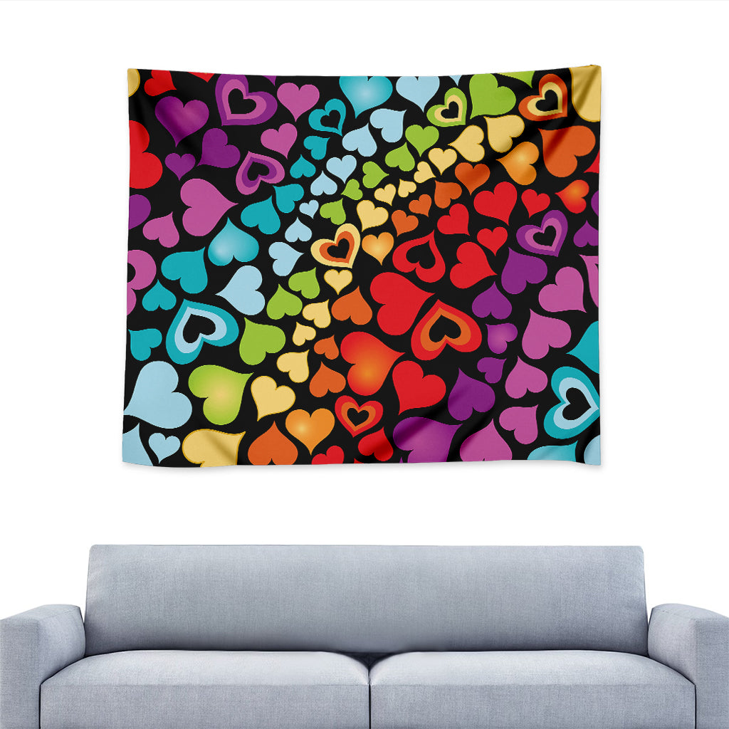 Colorful Heart Wave Pattern Print Tapestry
