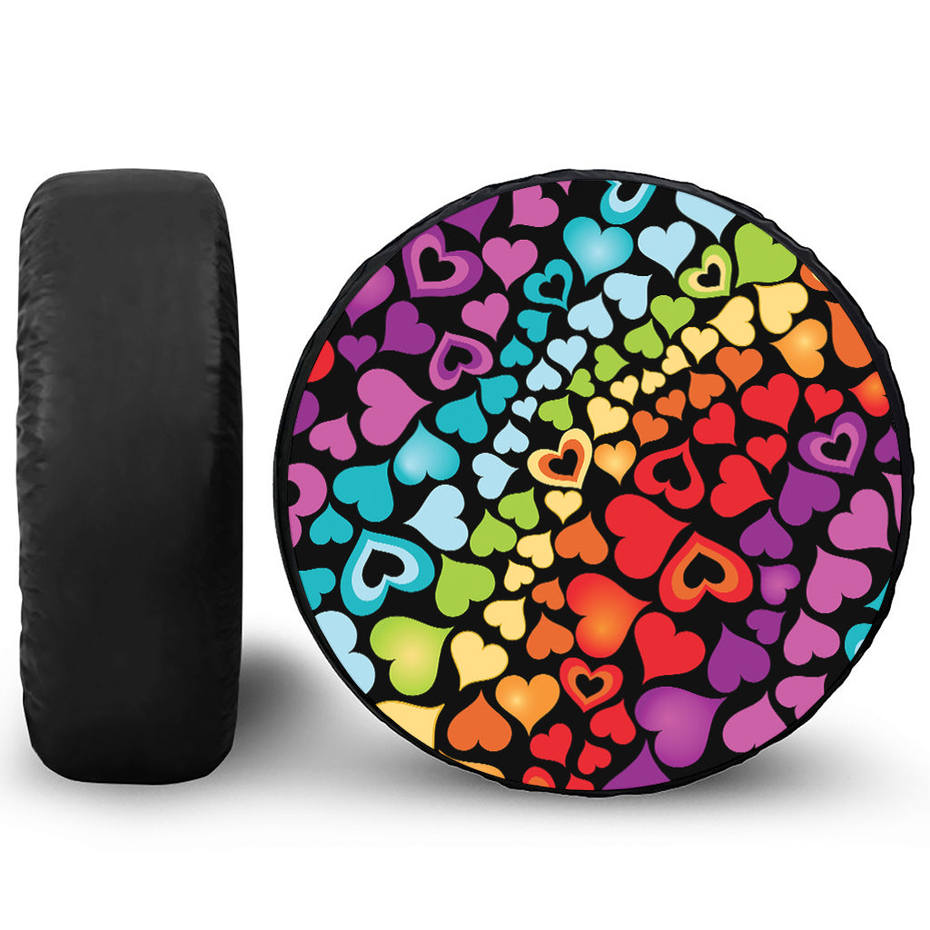 Colorful Heart Wave Pattern Print Tire Cover
