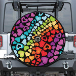 Colorful Heart Wave Pattern Print Tire Cover With Camera Hole