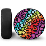 Colorful Heart Wave Pattern Print Tire Cover With Camera Hole