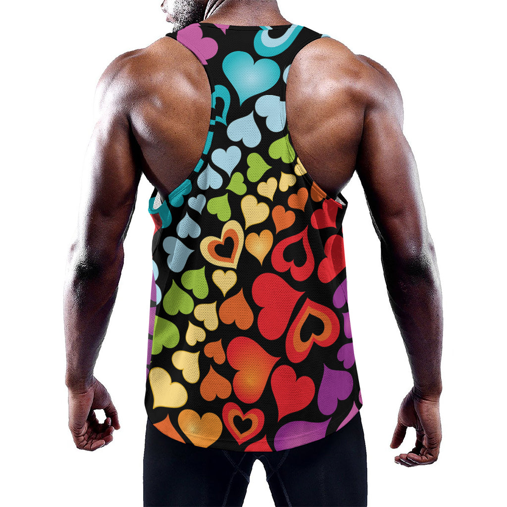 Colorful Heart Wave Pattern Print Training Tank Top