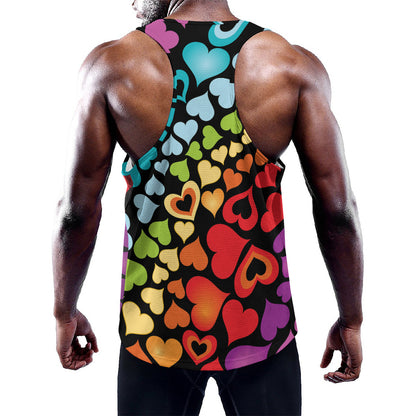 Colorful Heart Wave Pattern Print Training Tank Top