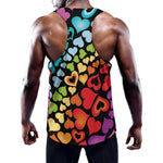 Colorful Heart Wave Pattern Print Training Tank Top