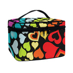 Colorful Heart Wave Pattern Print Travel Makeup Bag