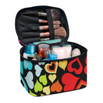 Colorful Heart Wave Pattern Print Travel Makeup Bag