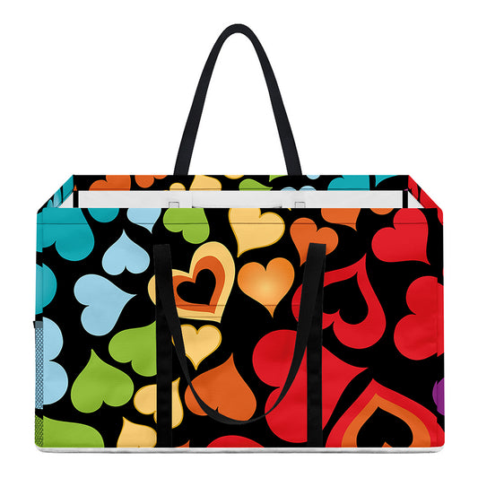 Colorful Heart Wave Pattern Print Utility Tote Bag
