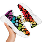 Colorful Heart Wave Pattern Print White Chunky Shoes